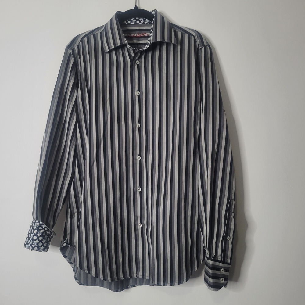 Robert Graham Men Size M 39 15 1/2 Cotton Flip Cuff Button Front Shirt